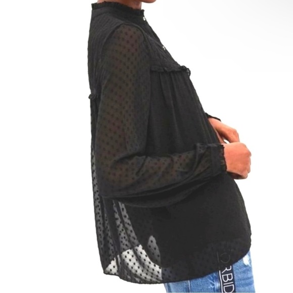 NWT ZARA Women’s Black Dot Button Relaxed Peasant Blouse Top Shirt XS X-Small - Picture 4 of 10